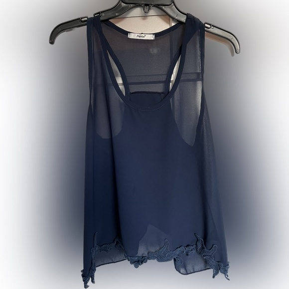 Papaya Tops - Papaya Sheer Open‎ Back Crop Tank Size S